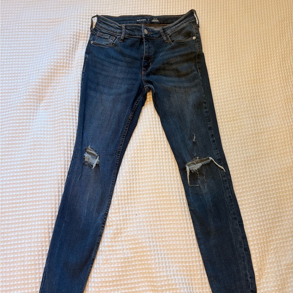 Old Navy Denim - Old Navy Dark Blue Distressed Skinny Jeans